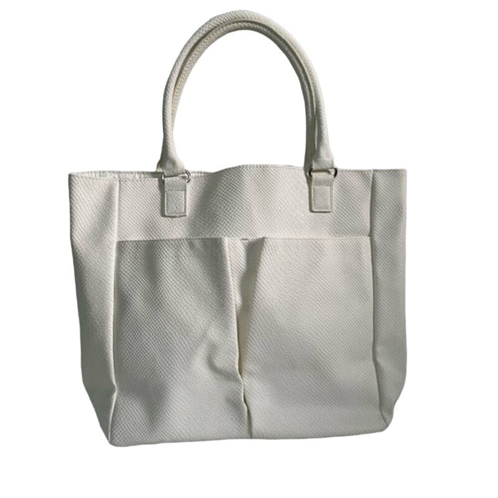 Neiman Marcus White Snakeskin Tote